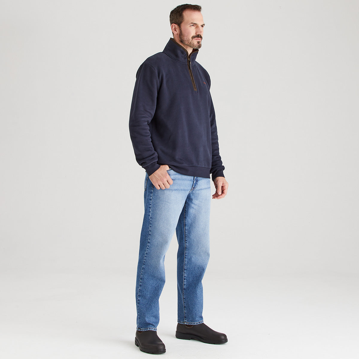 Men’s Brancaster 1/4 Zip Top Navy