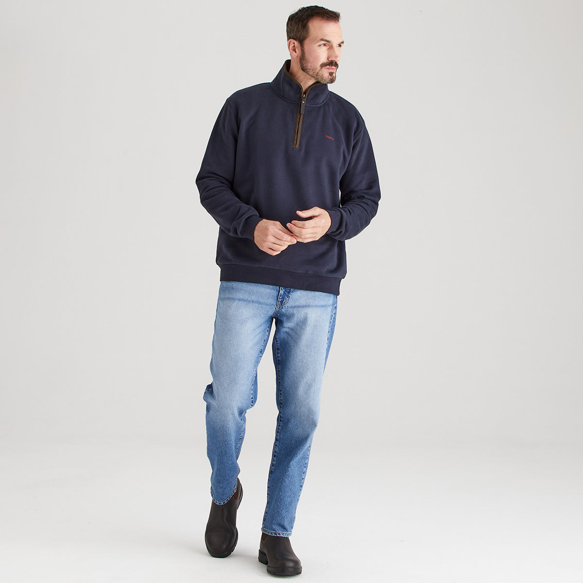 Men’s Brancaster 1/4 Zip Top Navy