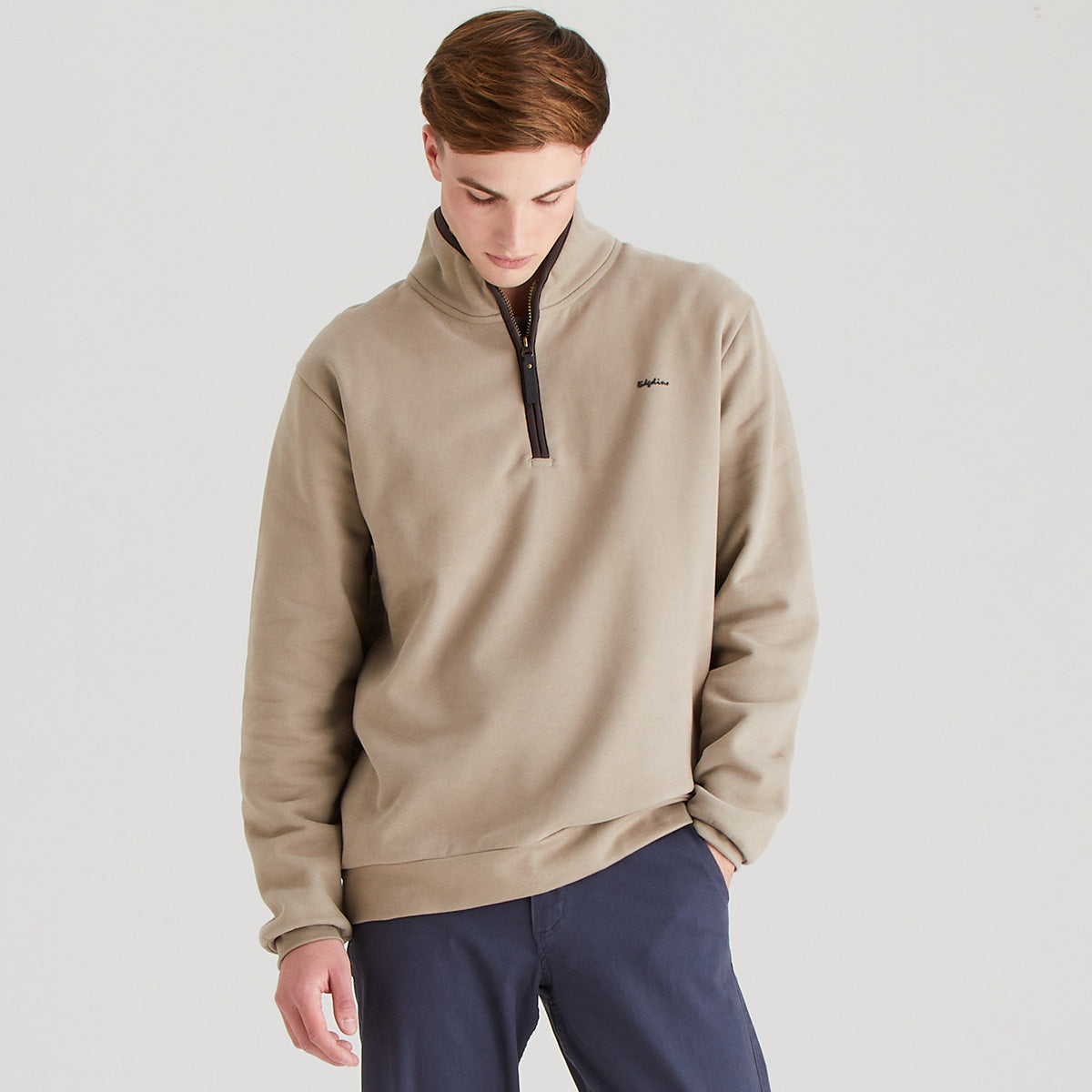 Men’s Brancaster 1/4 Zip Top Roasted Cashew