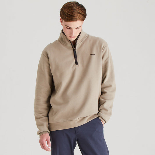 Men’s Brancaster 1/4 Zip Top Roasted Cashew