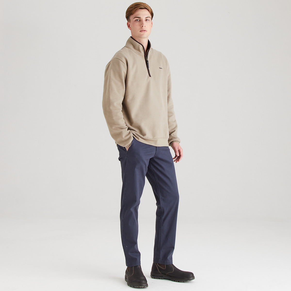 Men’s Brancaster 1/4 Zip Top Roasted Cashew