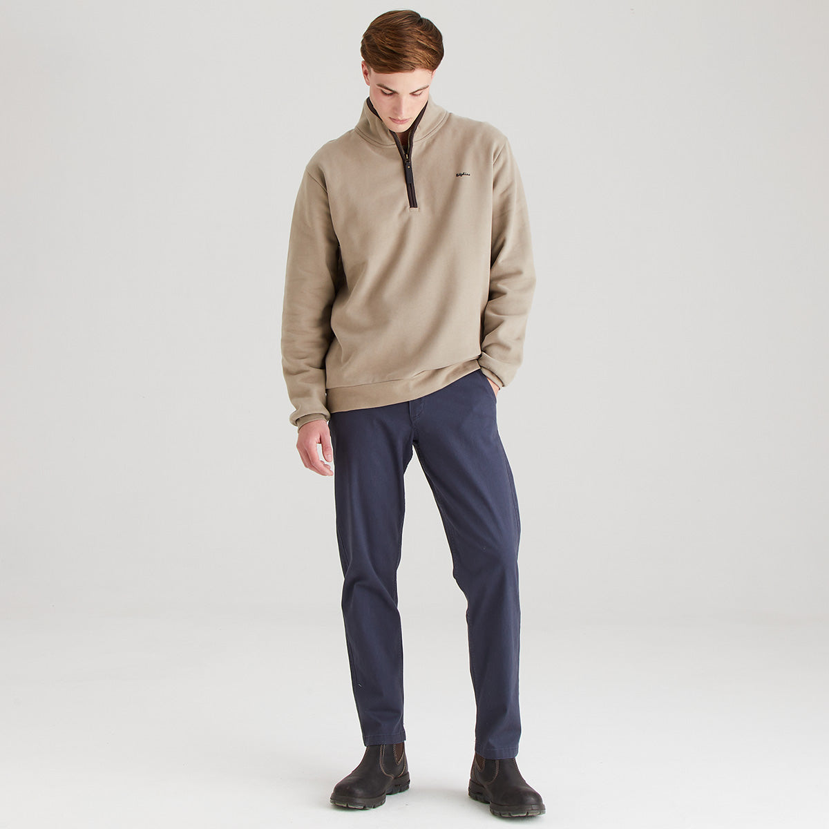 Men’s Brancaster 1/4 Zip Top Roasted Cashew