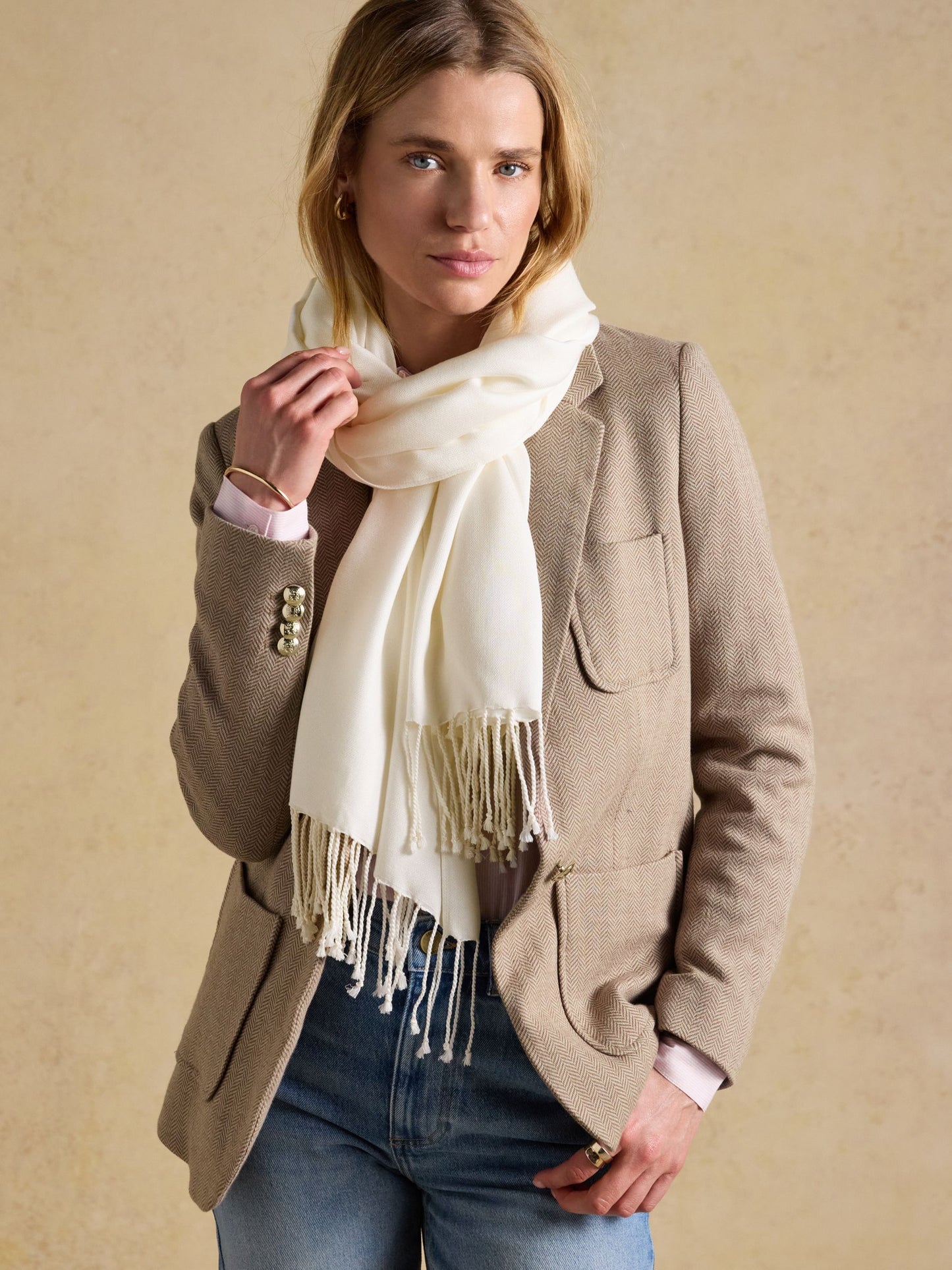 Ascot Cream Large Lightweight Wrap Scarf