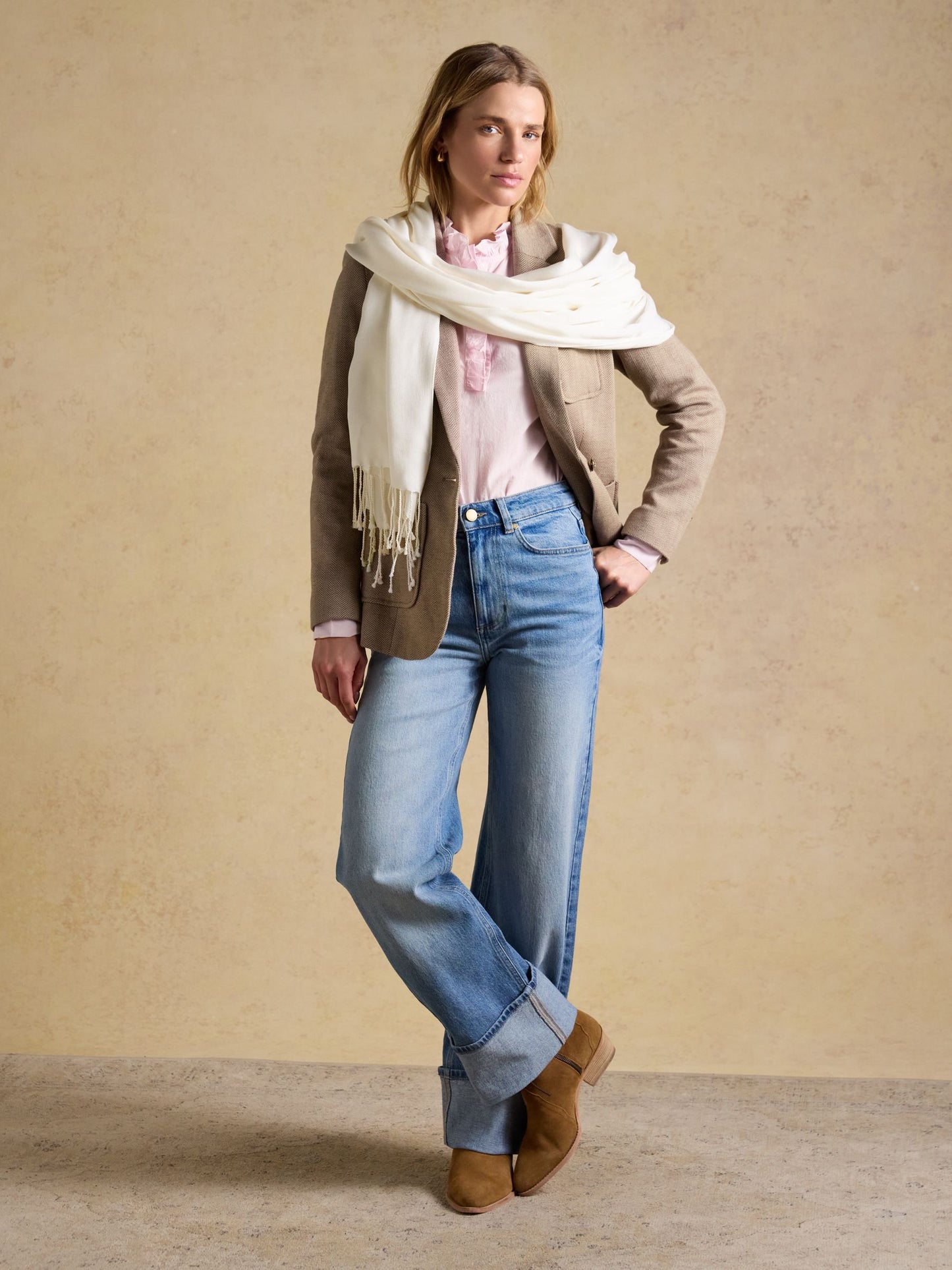 Ascot Cream Large Lightweight Wrap Scarf