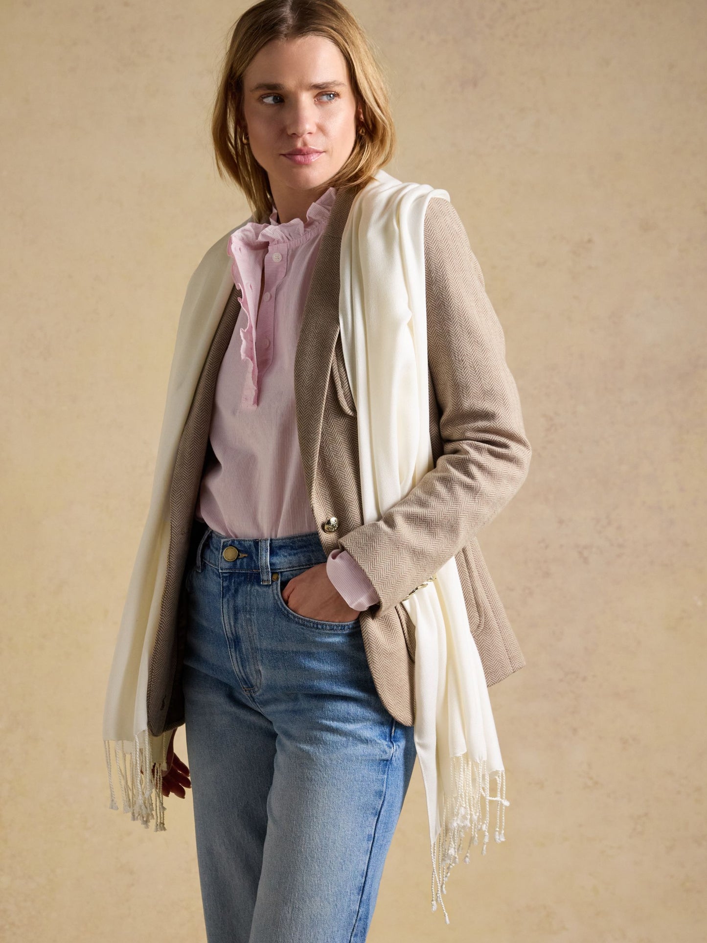Ascot Cream Large Lightweight Wrap Scarf
