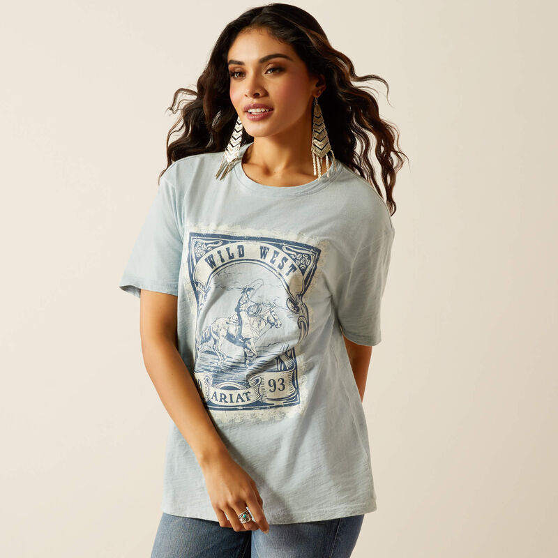 Wild West Stamp T-shirt Bleached Blue
