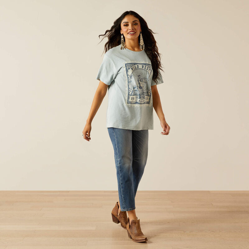 Wild West Stamp T-shirt Bleached Blue