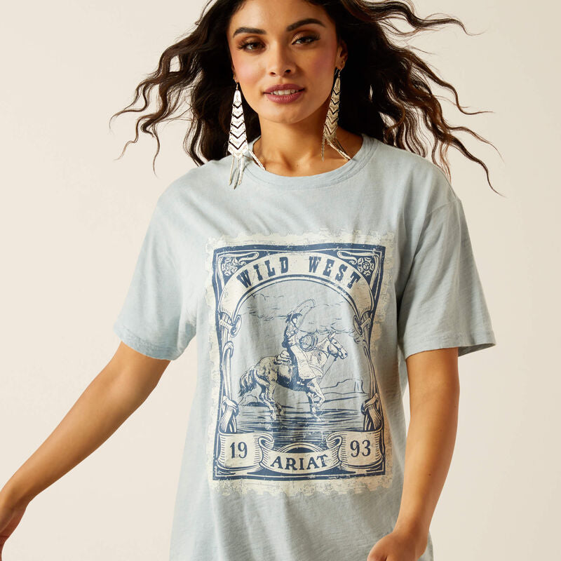 Wild West Stamp T-shirt Bleached Blue