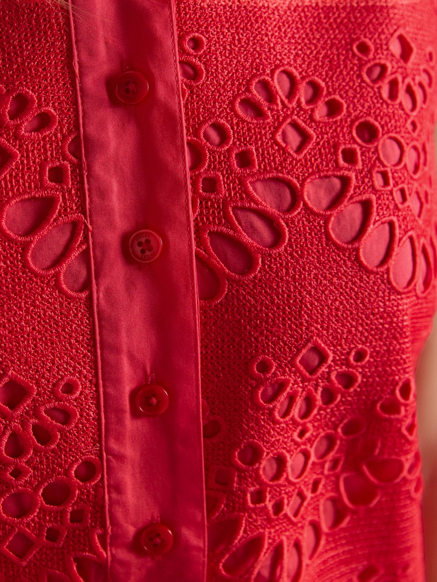 Taylor Red Cayenne Broderie Shift Midi Dress