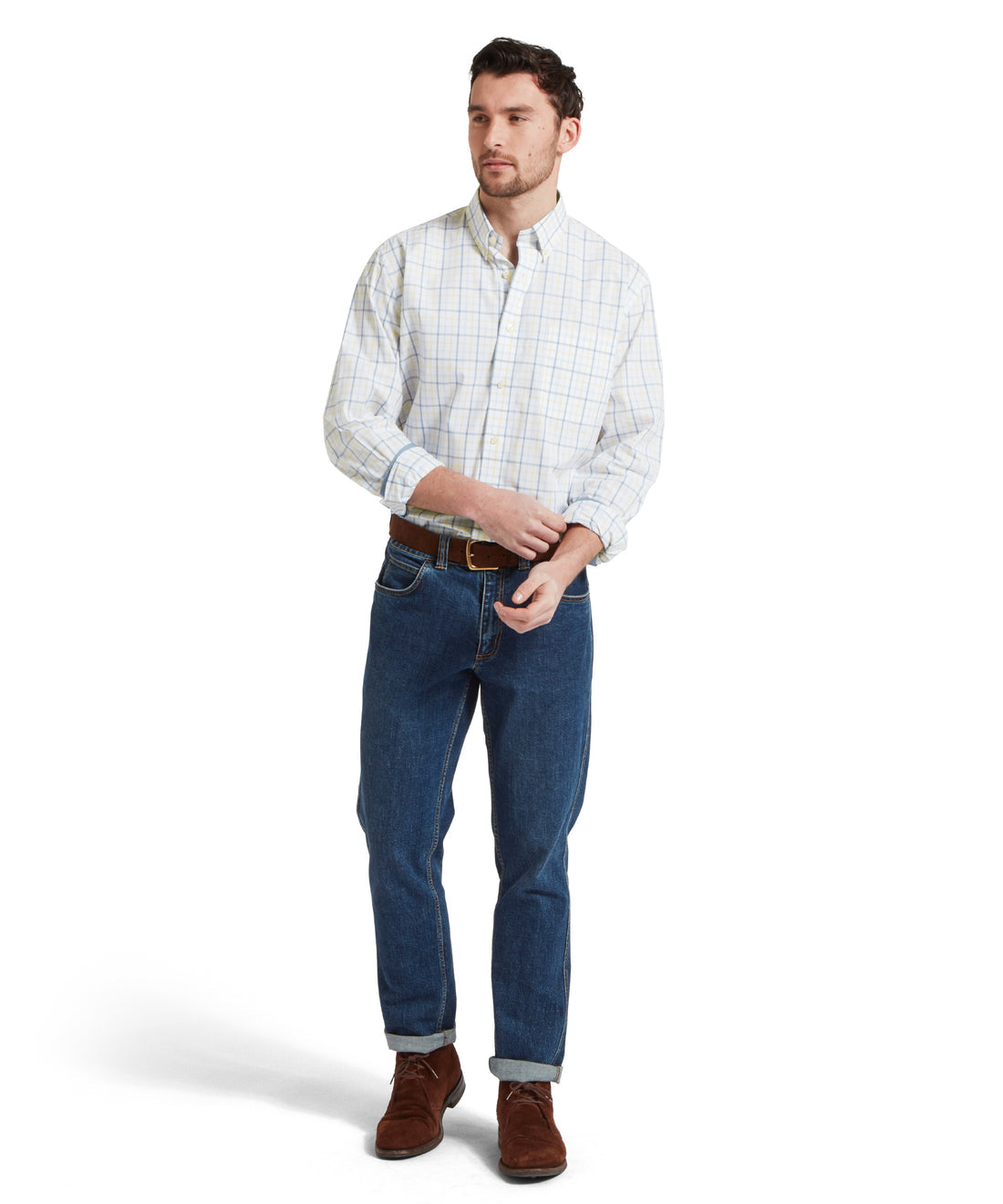 Holkham Classic Shirt Blue/Pastel Peach