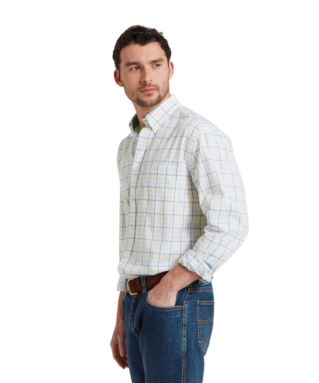 Holkham Classic Shirt Blue/Pastel Peach