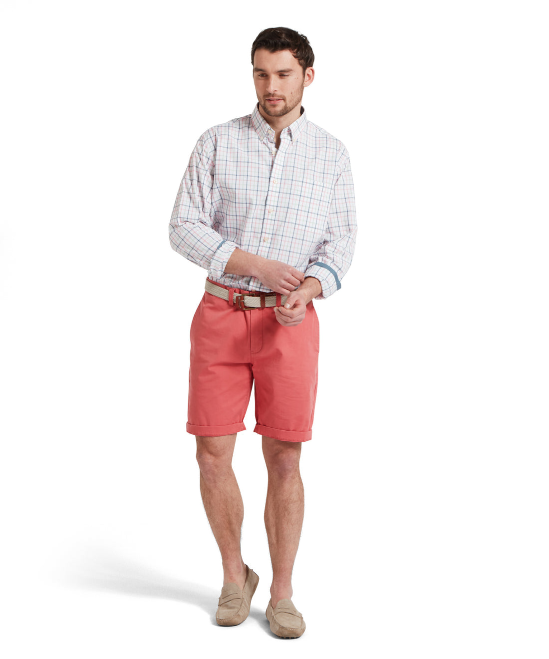 Holkham Classic Shirt Dark Pigeon Blue/Mauve Red