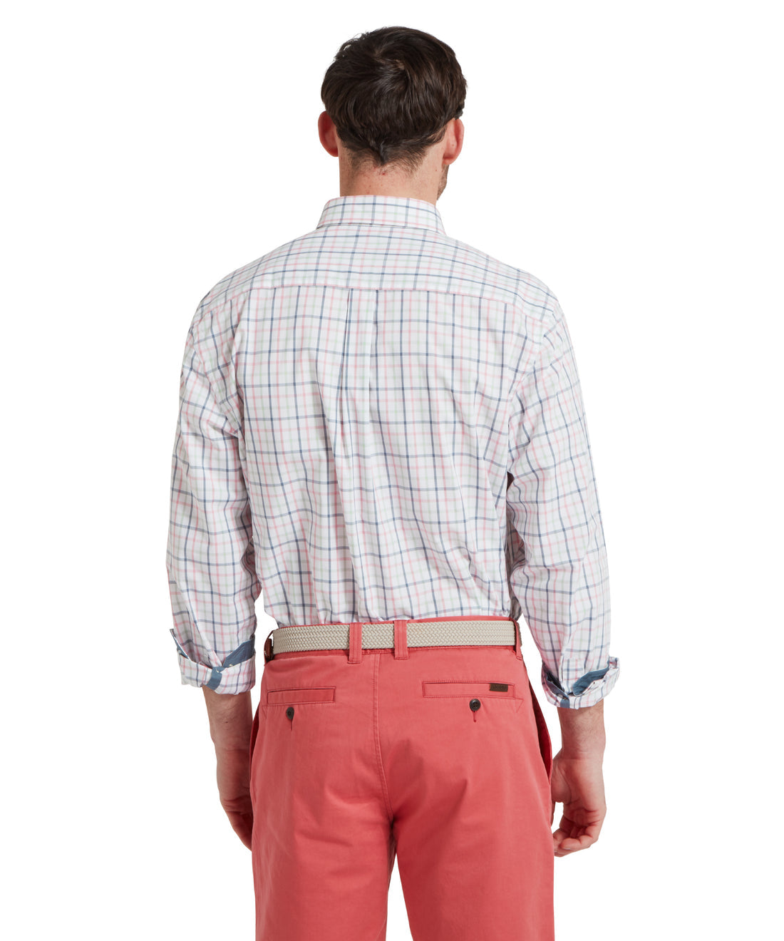 Holkham Classic Shirt Dark Pigeon Blue/Mauve Red
