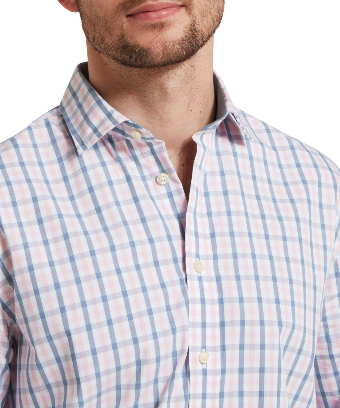 Hebden Tailored Shirt Dark Denim/Pink