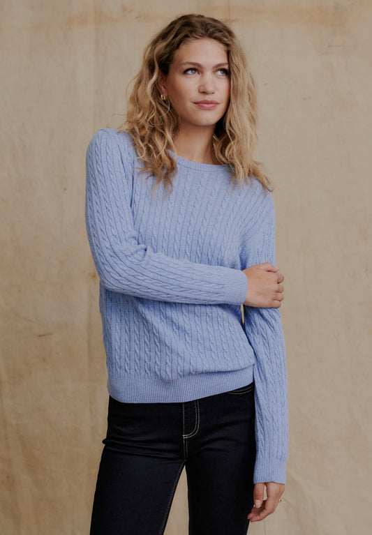 Susan Cable Knit -Light Blue