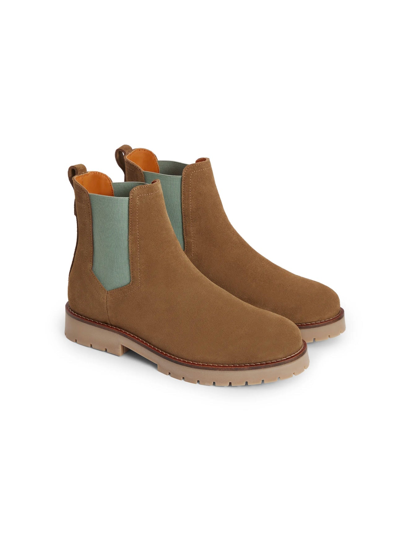 Boudica Tan & Mint Ankle Boots