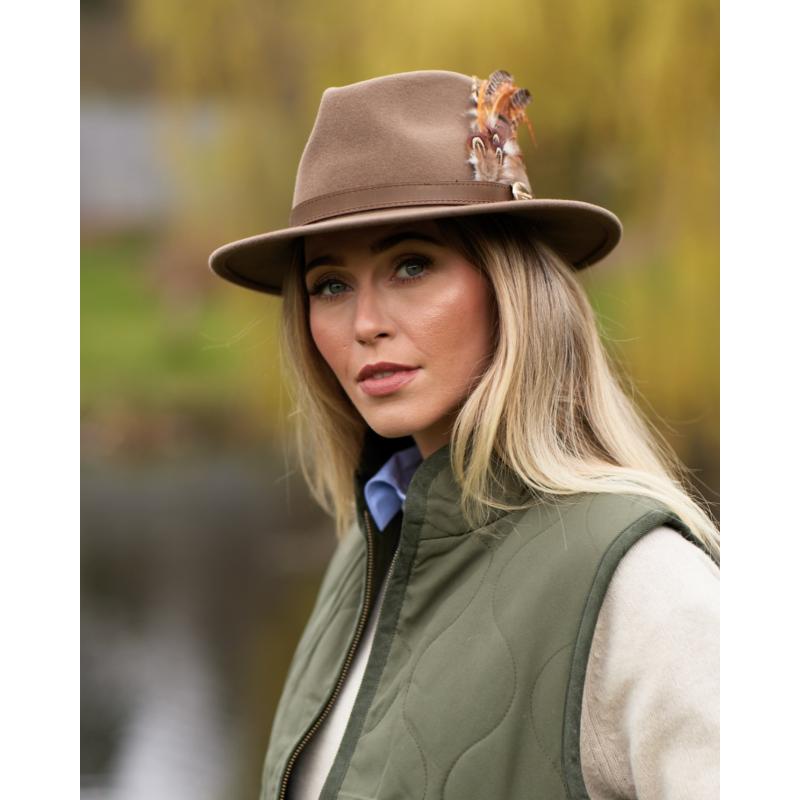 The Suffolk Fedora Taupe (Bronze Feather)