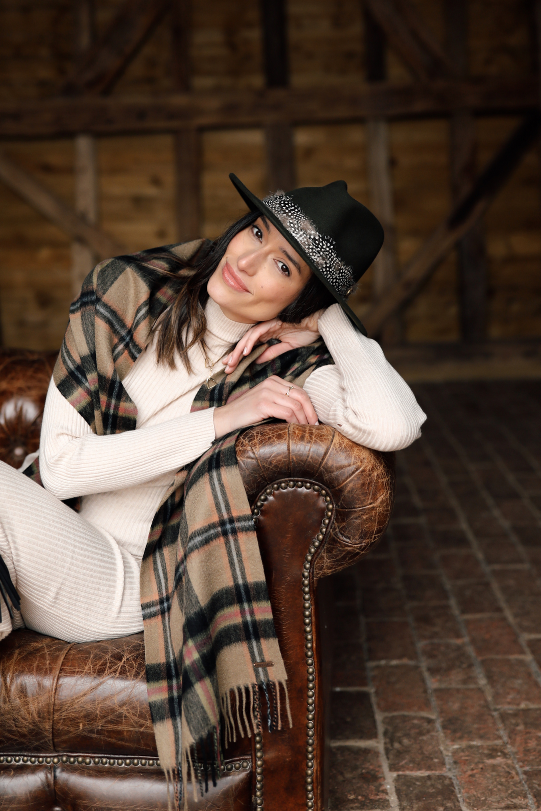 The Hexham Lambswool Scarf - Black Check