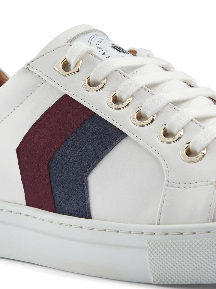 Stockists Exclusive The Alexandra
Women's Trainer - White Leather with Plum & Ink Suede
