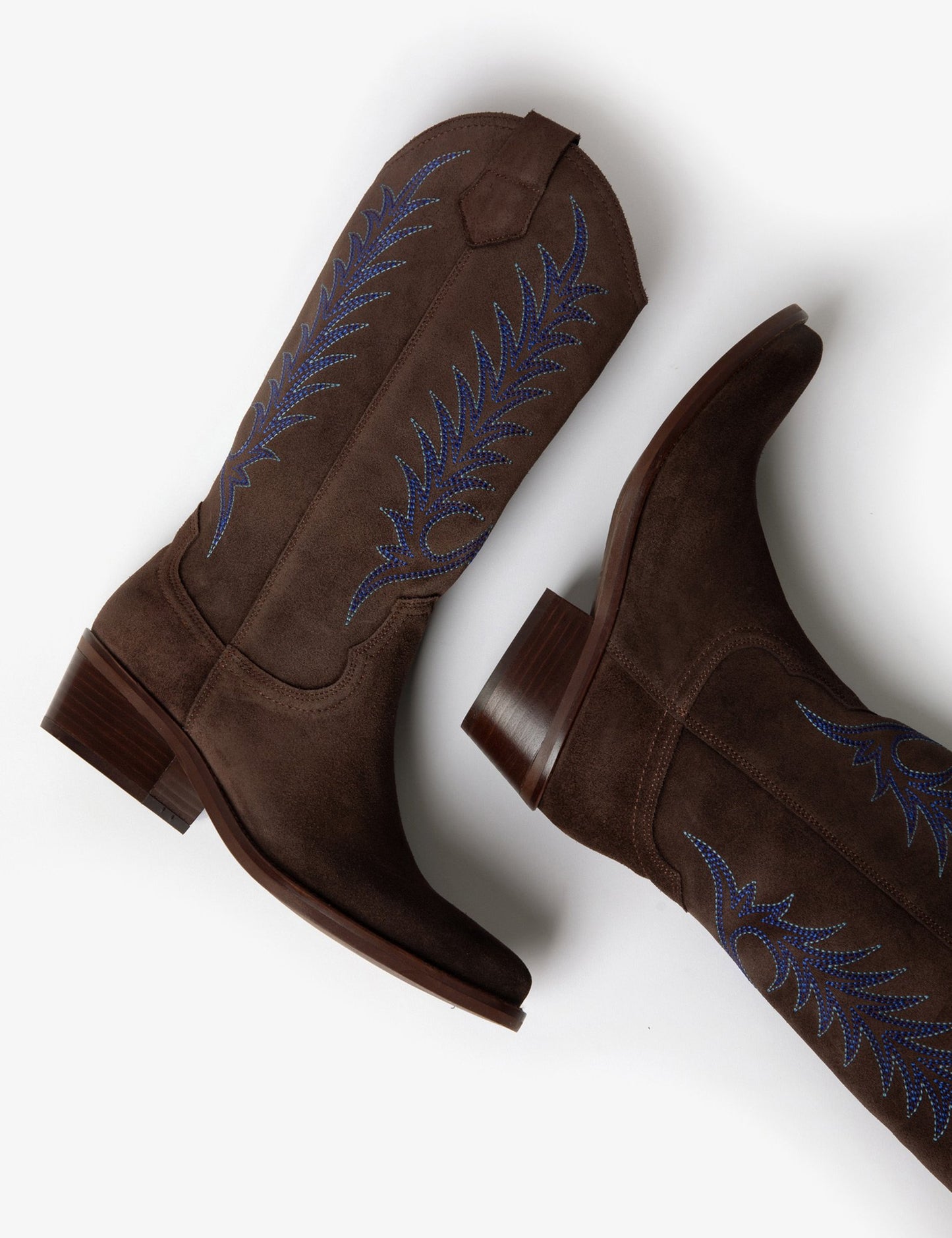 Goldie Embroidered Cowboy Boot - Bitter Chocolate