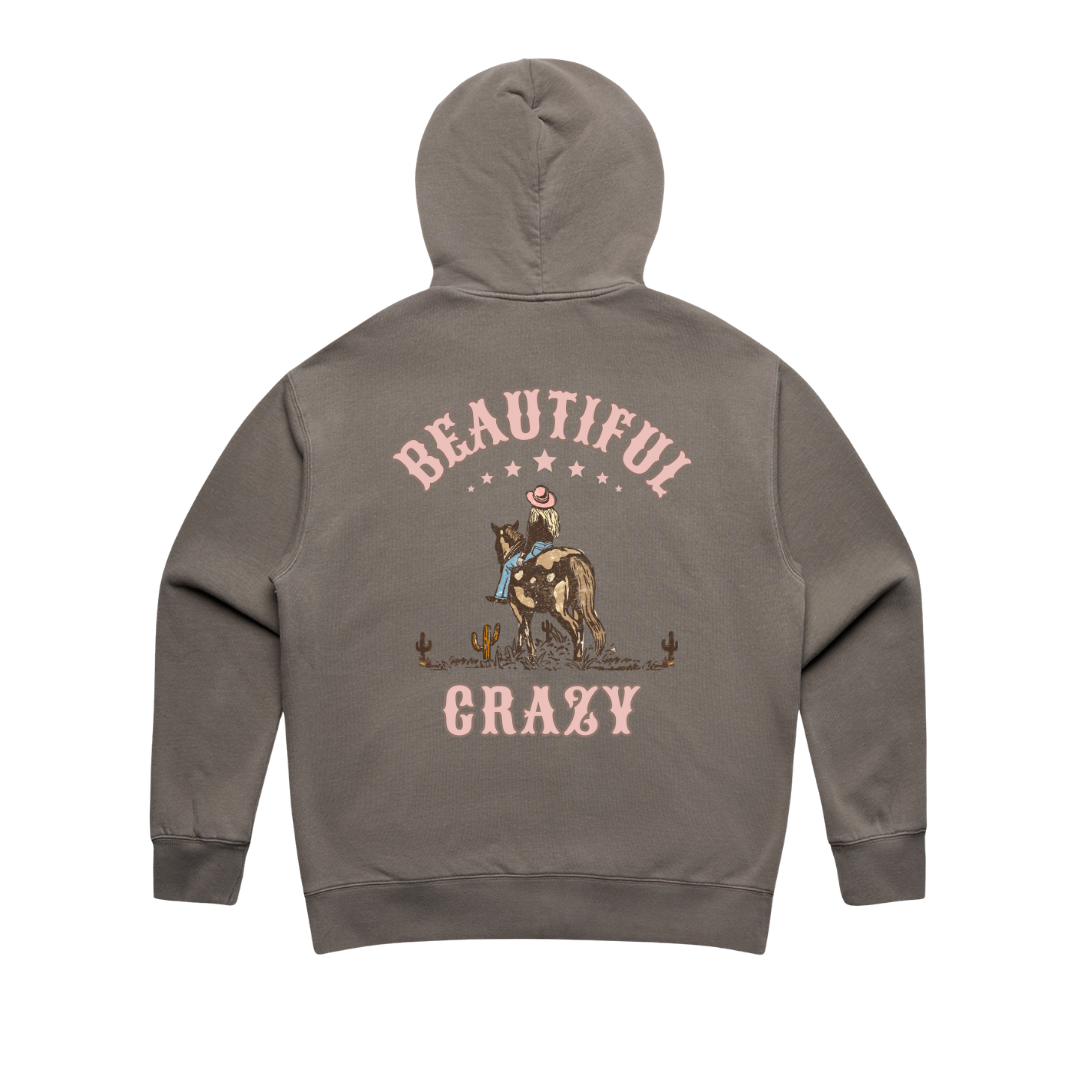 ‘Beautiful Crazy Ladies’ Quarter Zip Sweater Premium Faded Grey