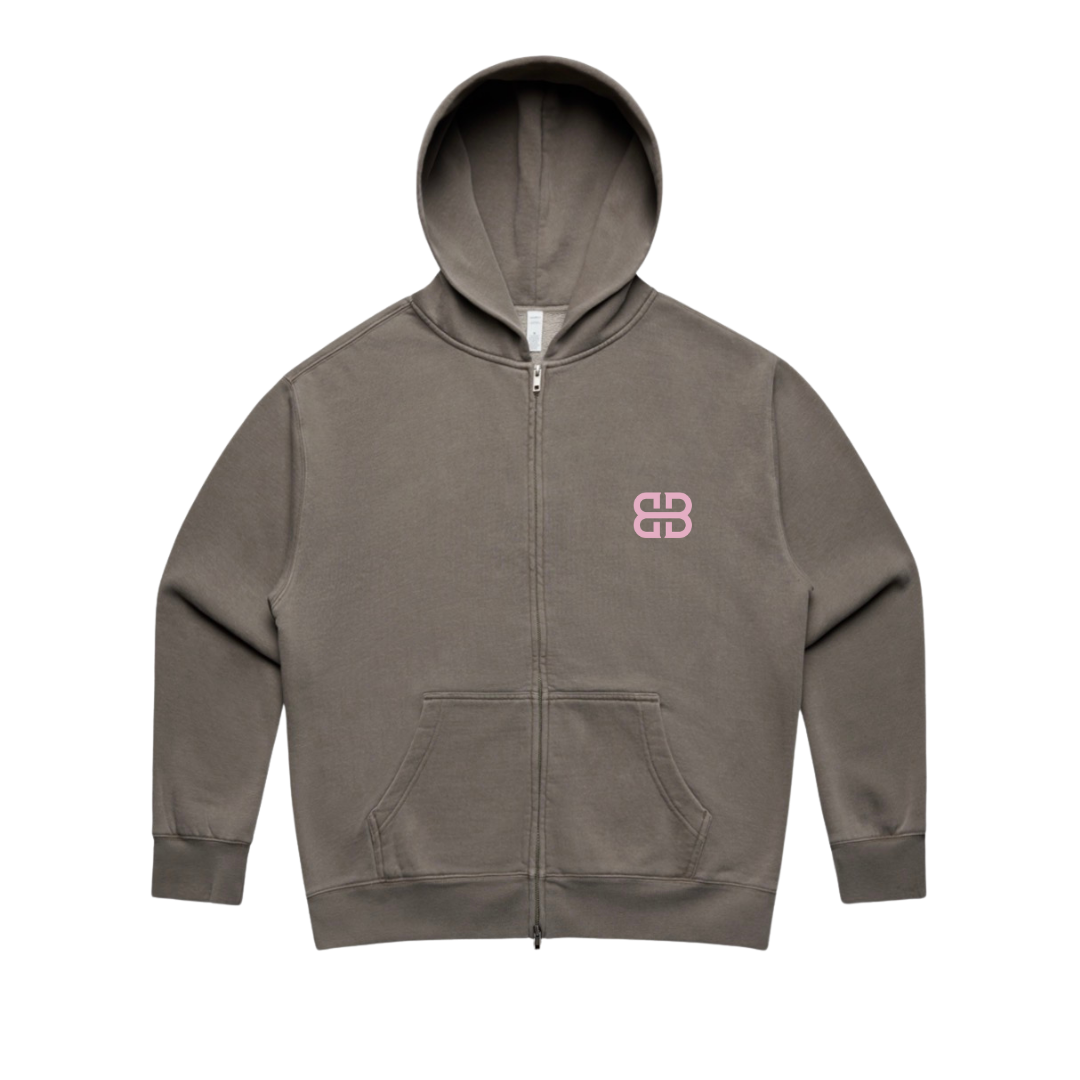 ‘Beautiful Crazy Ladies’ Quarter Zip Sweater Premium Faded Grey