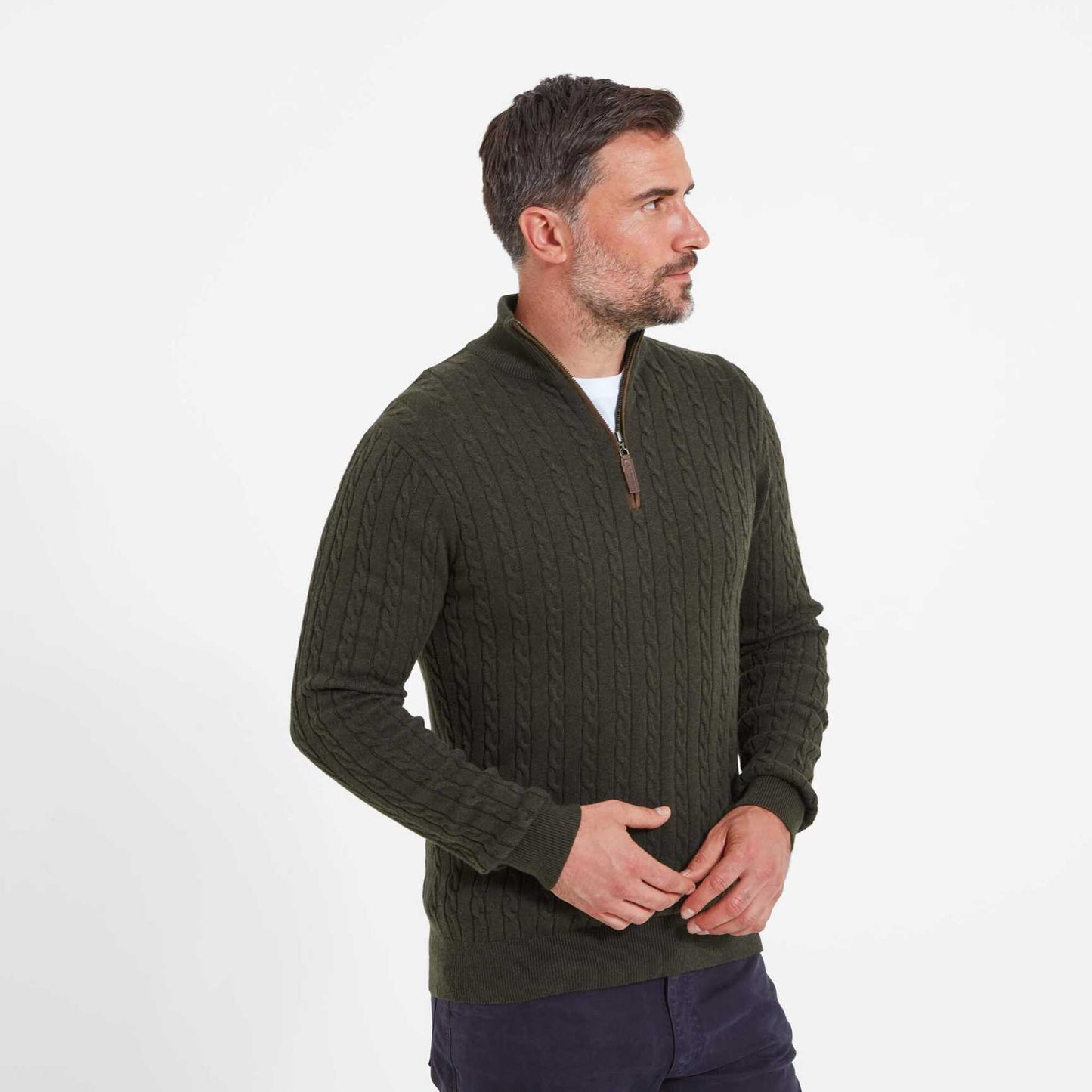 Cotton Cashmere 1/4 Zip Jumper Loden Green