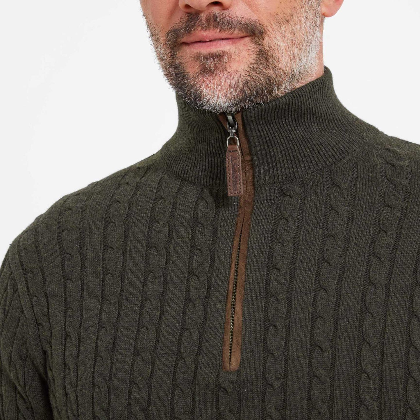 Cotton Cashmere 1/4 Zip Jumper Loden Green