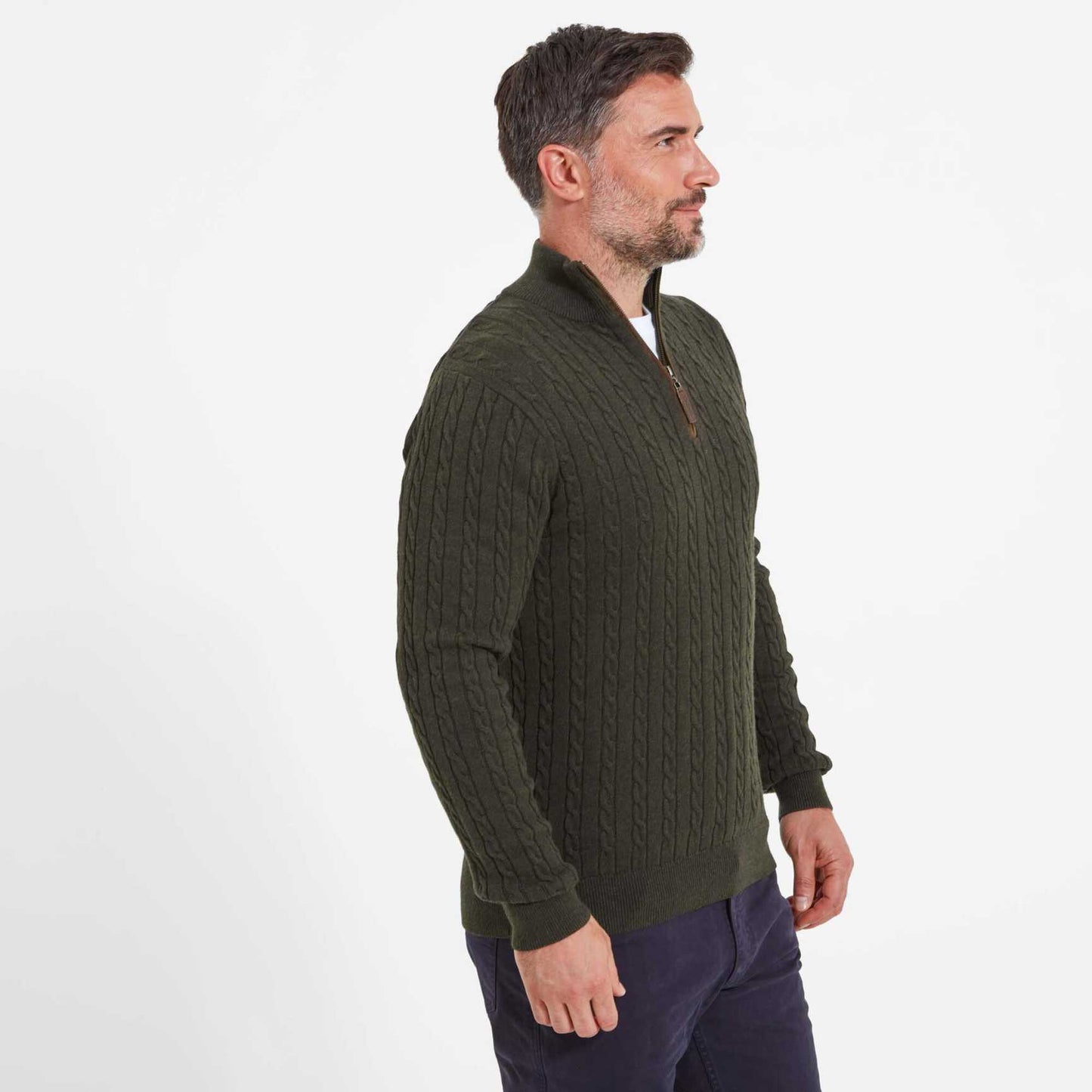 Cotton Cashmere 1/4 Zip Jumper Loden Green