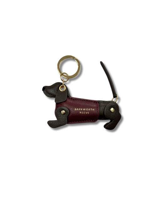 Bertie Sausage Dog Keyring in Chocolate & Deep Pink