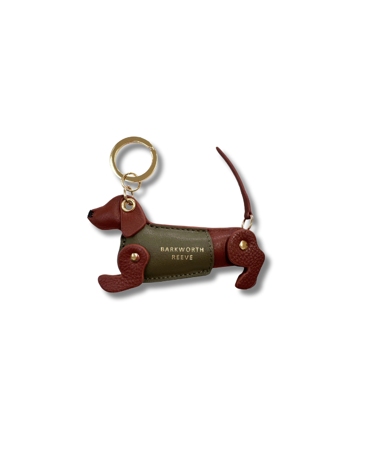 Bertie Sausage Dog Keyring in Conker Grain