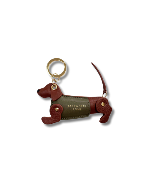 Bertie Sausage Dog Keyring in Conker Grain