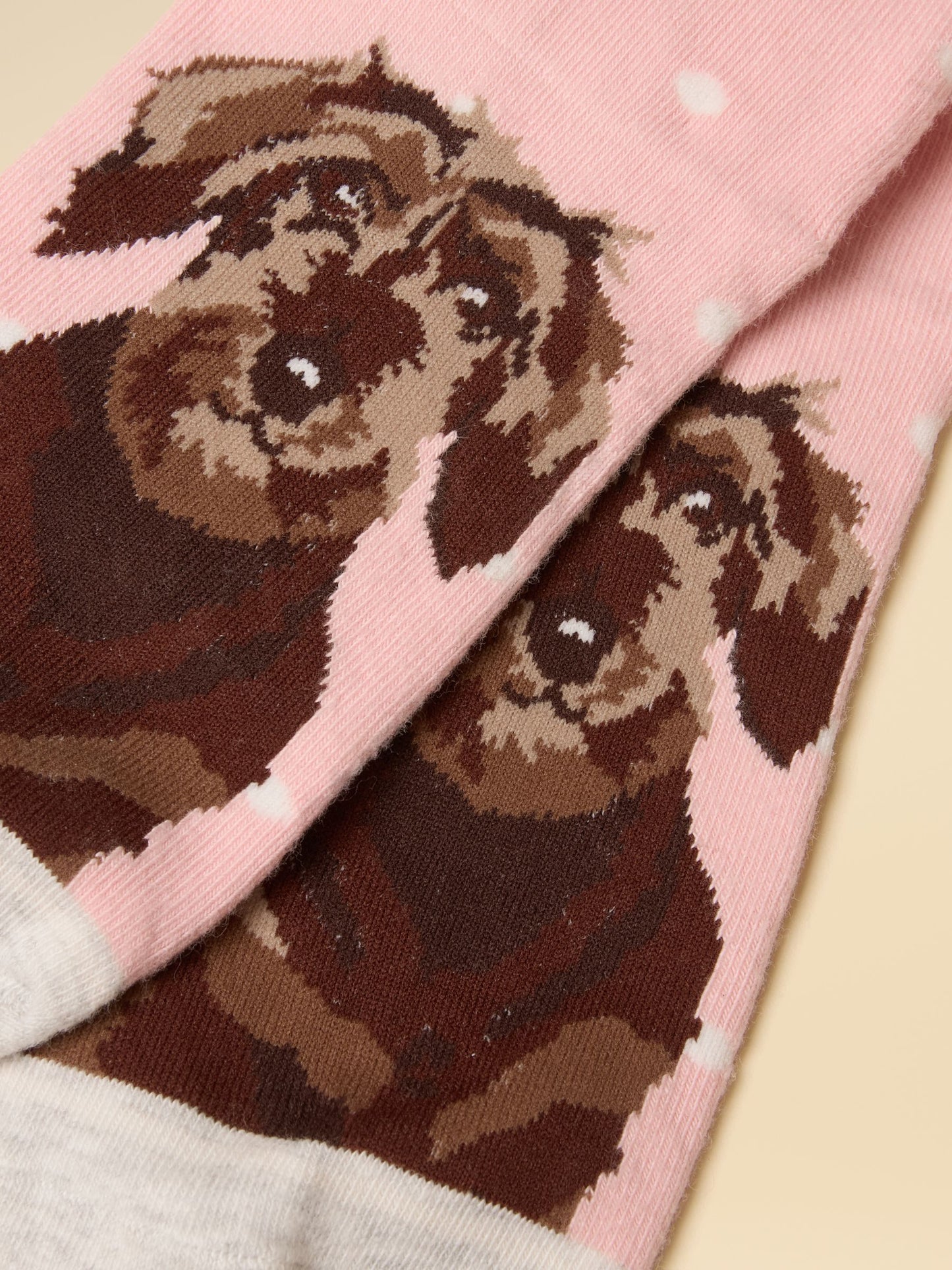 Women's Everyday Pink & Grey Dog Cotton Blend Socks 2 Pack (size 4-8)