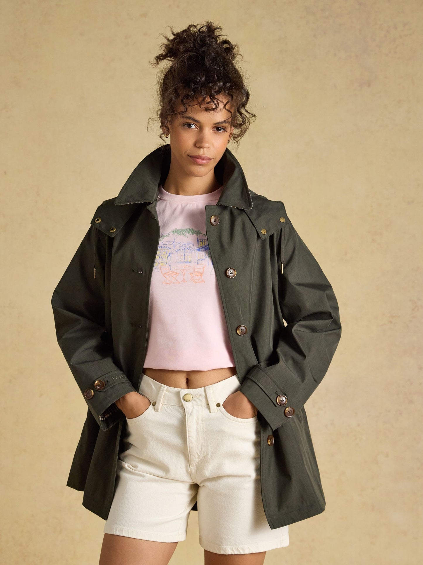 Rainmore Khaki Green Waterproof Button Through Raincoat