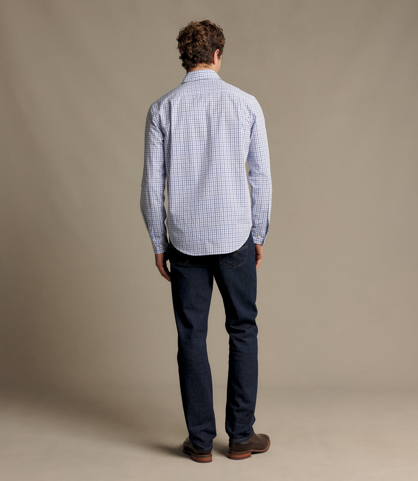 Newland Poplin Check Shirt Navy
