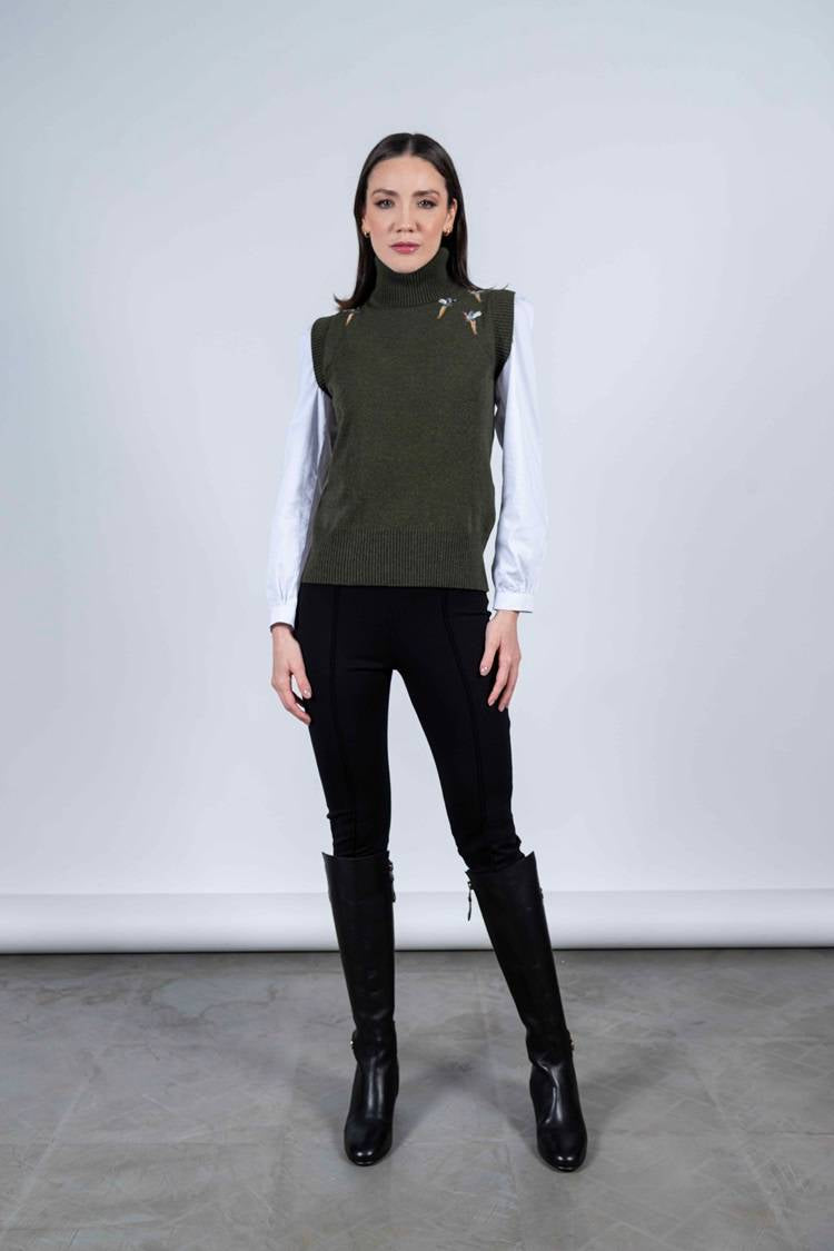 Amara Pheasants Sleeveless Top Olive