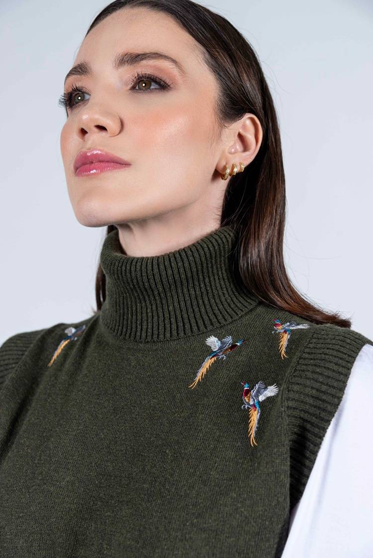 Amara Pheasants Sleeveless Top Olive
