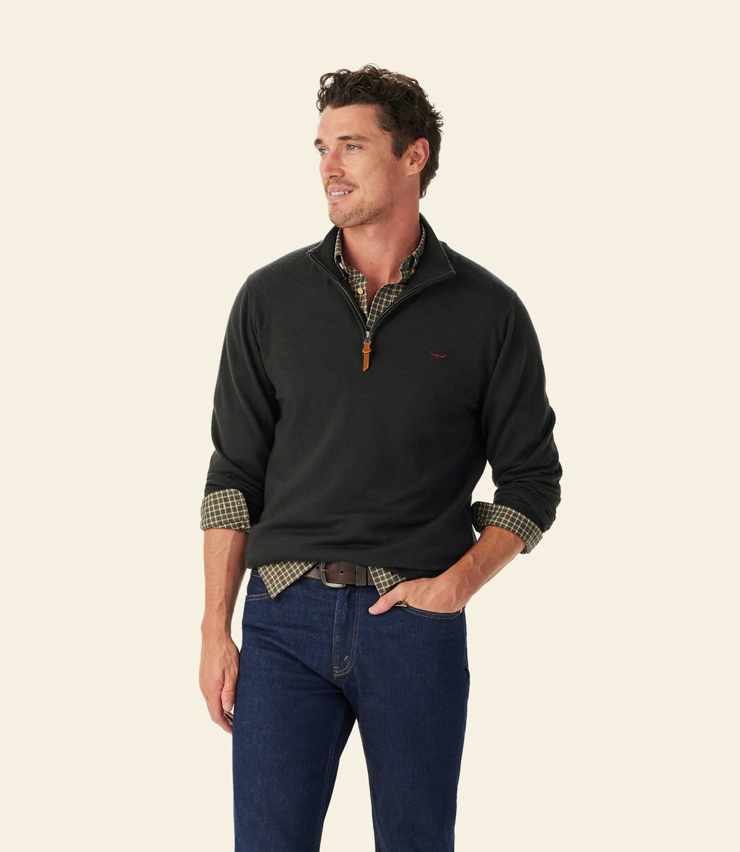 Ernest Merino 1/4 Zip Knit Forest Green