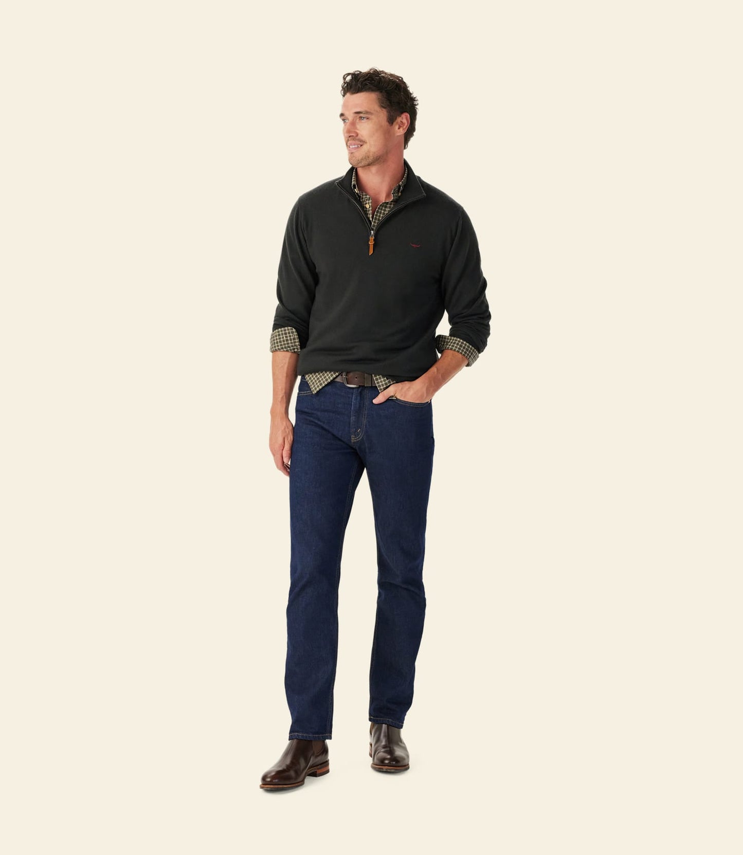 Ernest Merino 1/4 Zip Knit Forest Green