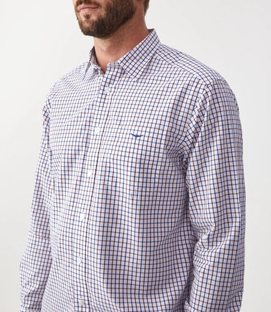 Collins shirt Navy/Burgundy/White Stripe
