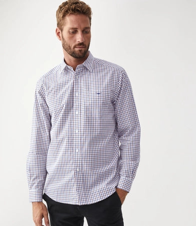 Collins shirt Navy/Burgundy/White Stripe