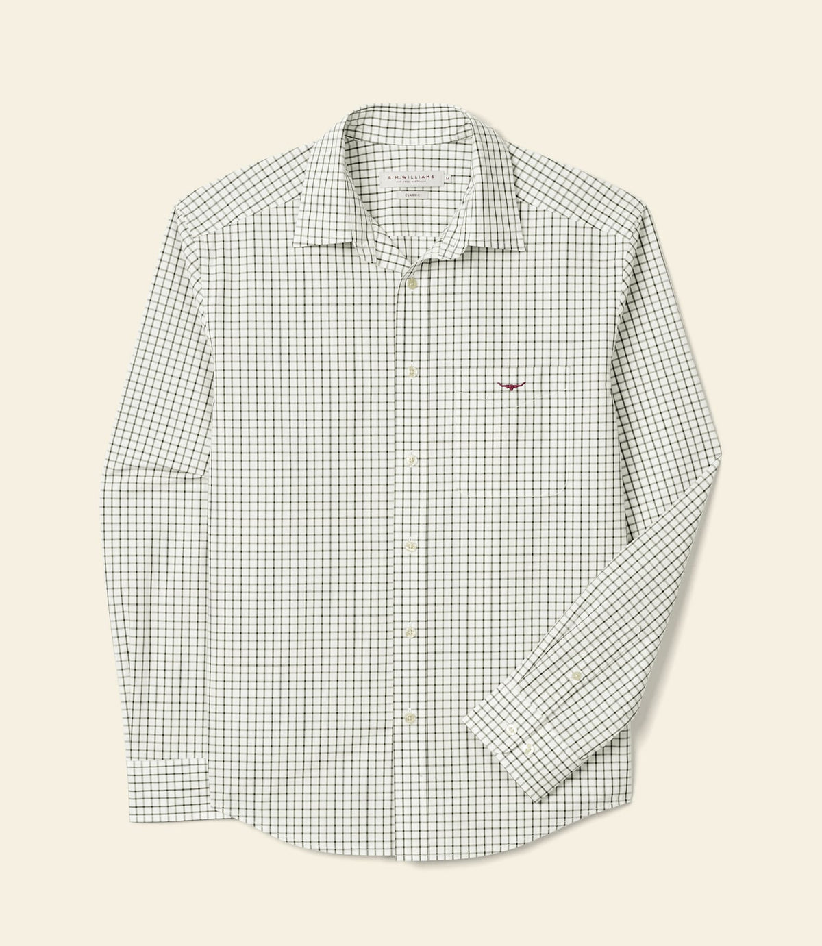 Newland Poplin Check Shirt Moss