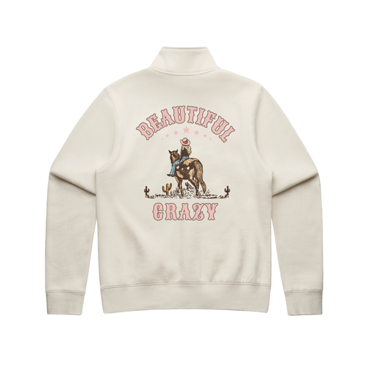 Beautiful Crazy Ladies Quarter Zip Sweater - Premium Cotton