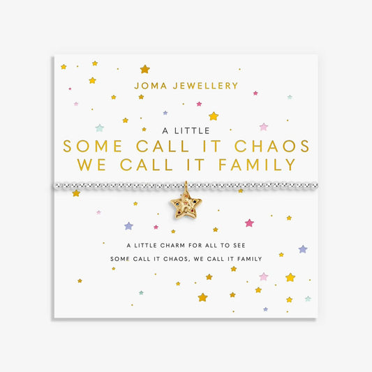 A Little 'Some Call It Chaos We Call It Family' Bracelet In Silver and Gold Plating