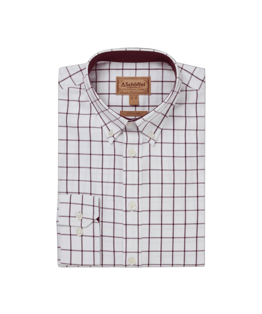 Halesworth Tailored Shirt Burgandy Check