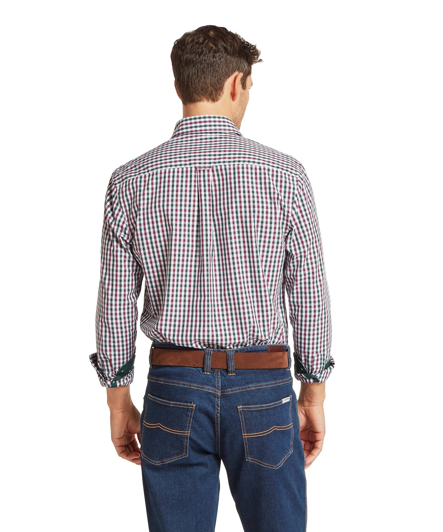 Hebden Tailored Shirt Deep Pine/Burgandy