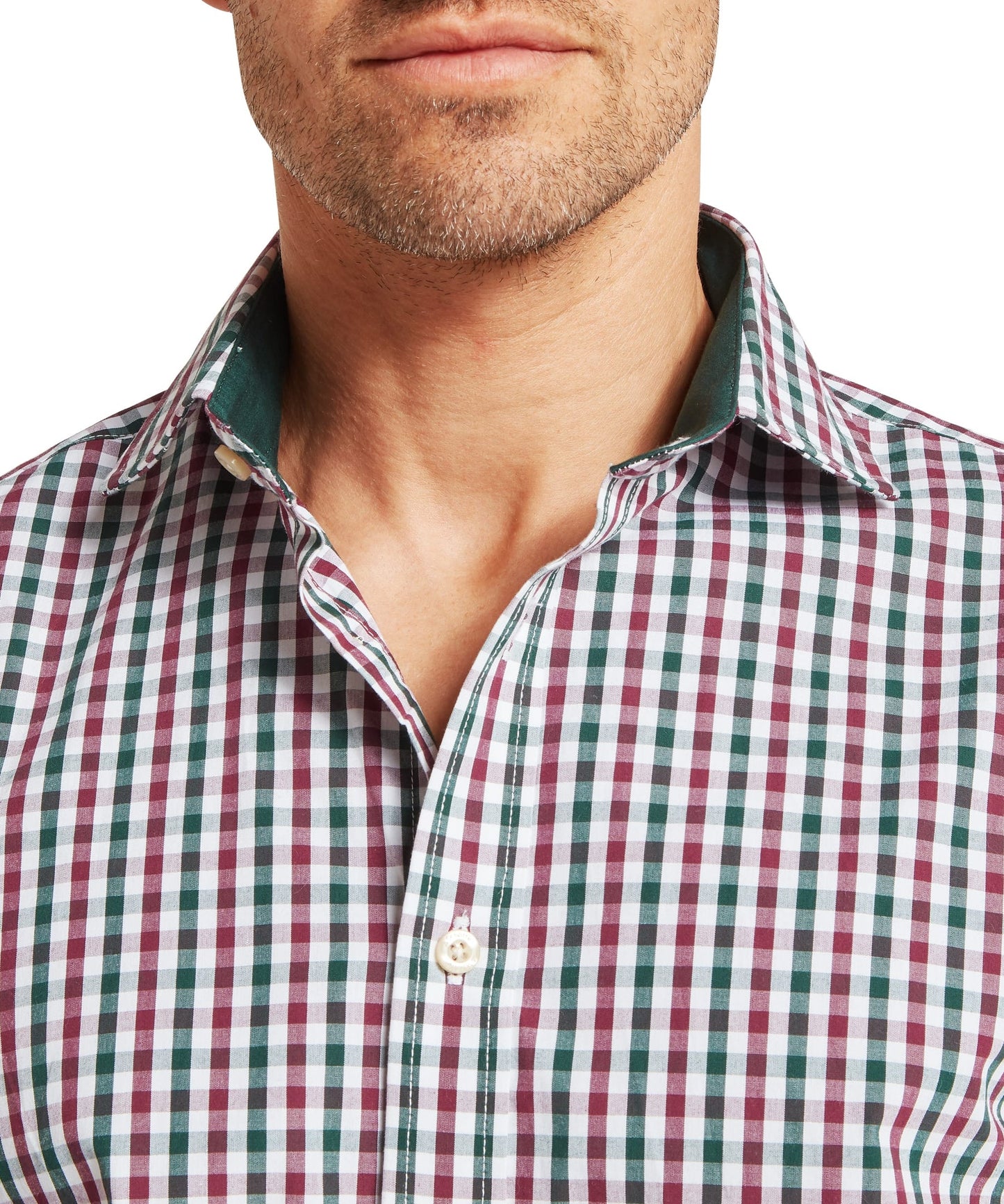 Hebden Tailored Shirt Deep Pine/Burgandy