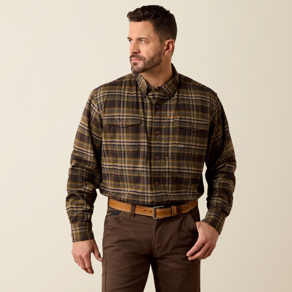 Rebar Flannel Duratretch Work shirt Earth