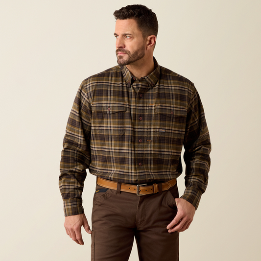 Rebar Flannel Duratretch Work shirt Earth