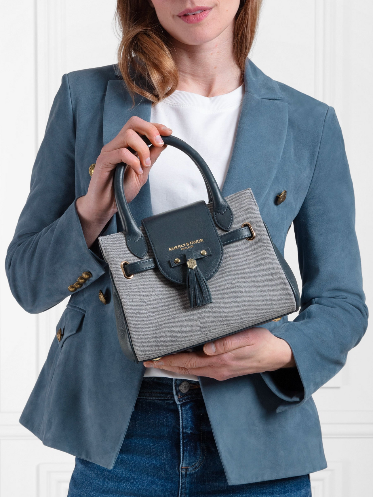Windsor Denim Suede Mini Crossbody Bag